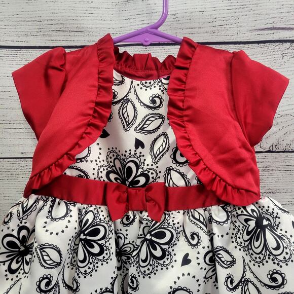 Park Bench Kids White, Black Rose & Red Dress 24 Months - Picture 2 of 8